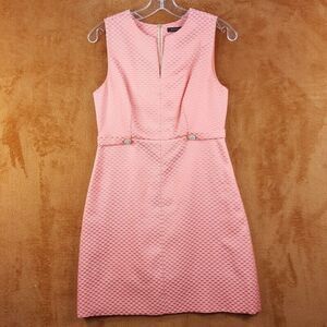 CYNTHIA STEFFE Sheath Dress Womens Size 6 Pink Rhinestone Button Textured